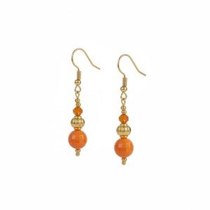 Chic Gold and Orange Beaded Earrings